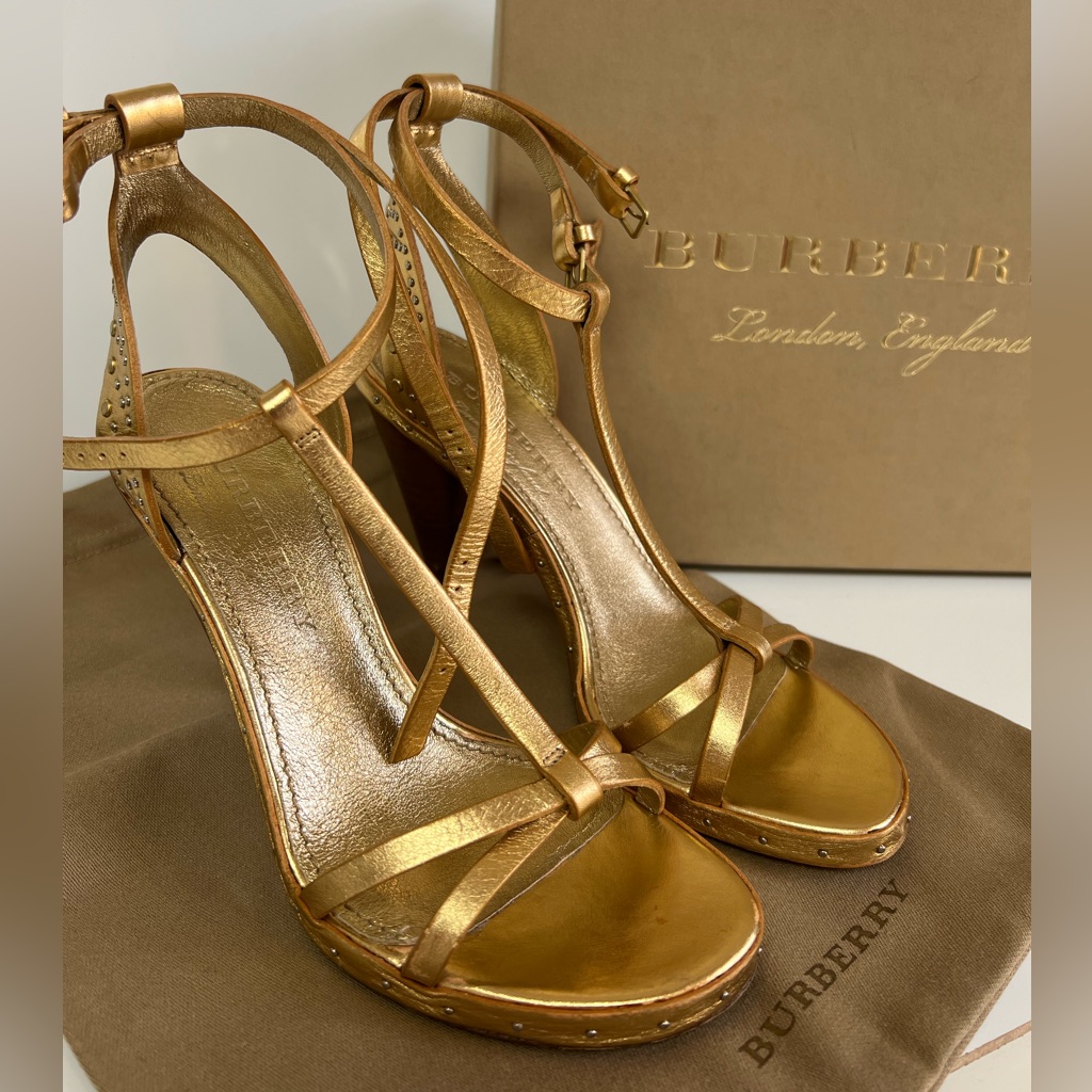 Burberry Hans 110 Runway Sandal In Gold, Brand Size 36